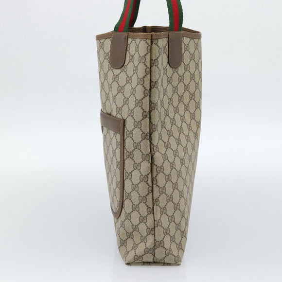 GUCCI GG Supreme Web Sherry Line Tote Bag PVC Beige Red 40 02 003 Auth 184449
