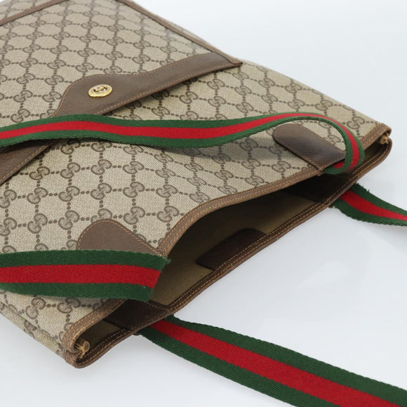 GUCCI GG Supreme Web Sherry Line Tote Bag PVC Beige Red 40 02 003 Auth 184449
