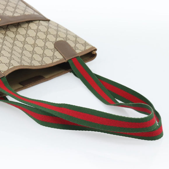 GUCCI GG Supreme Web Sherry Line Tote Bag PVC Beige Red 40 02 003 Auth 184449