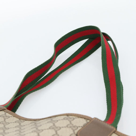 GUCCI GG Supreme Web Sherry Line Tote Bag PVC Beige Red 40 02 003 Auth 184449