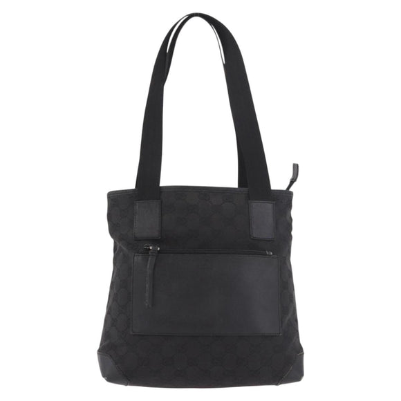 GUCCI GG Canvas Hand Bag Black Silver 28893 Auth 184450