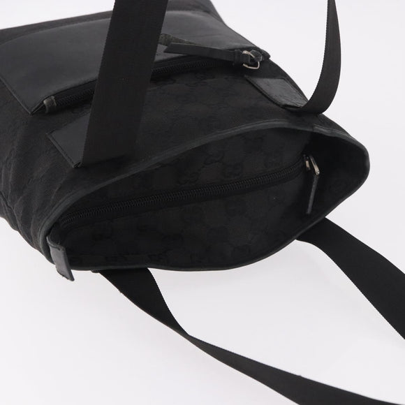GUCCI GG Canvas Hand Bag Black Silver 28893 Auth 184450