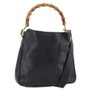 GUCCI Bamboo Handtasche Leder 2-Wege Schwarz Gold 001 1638 2615 Auth 184452-1