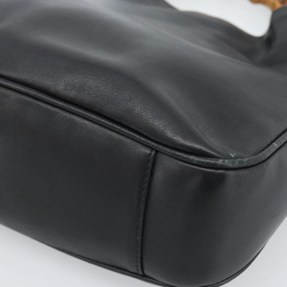 GUCCI Bamboo Handtasche Leder 2-Wege Schwarz Gold 001 1638 2615 Auth 184452