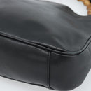 GUCCI Bamboo Handtasche Leder 2-Wege Schwarz Gold 001 1638 2615 Auth 184452-14