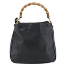 GUCCI Bamboo Handtasche Leder 2-Wege Schwarz Gold 001 1638 2615 Auth 184452-3