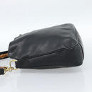 GUCCI Bamboo Handtasche Leder 2-Wege Schwarz Gold 001 1638 2615 Auth 184452-4