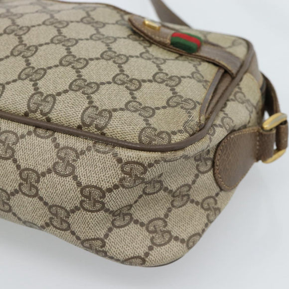 GUCCI GG Supreme Web Sherry Line Bag PVC Beige Gold 904 02 049 Auth 184454