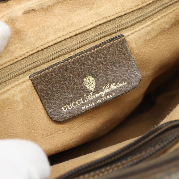 GUCCI GG Supreme Web Sherry Line Bag PVC Beige Gold 904 02 049 Auth 184454