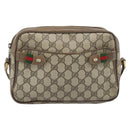 GUCCI GG Supreme Web Sherry Line Bag PVC Beige Gold 904 02 049 Auth 184454-2
