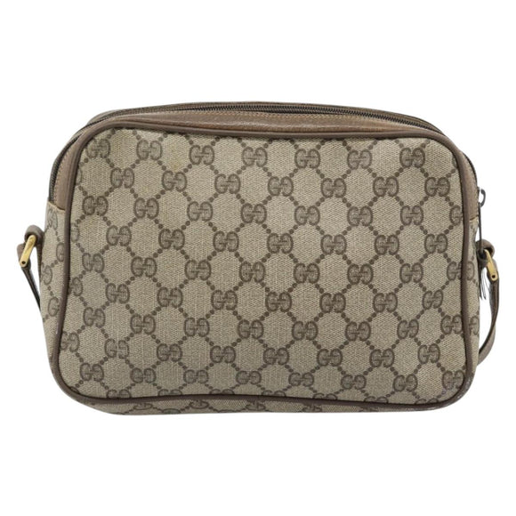 GUCCI GG Supreme Web Sherry Line Bag PVC Beige Gold 904 02 049 Auth 184454