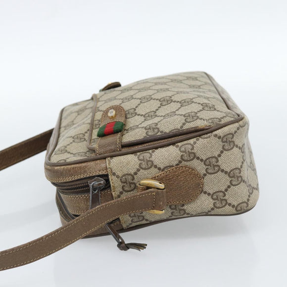 GUCCI GG Supreme Web Sherry Line Bag PVC Beige Gold 904 02 049 Auth 184454