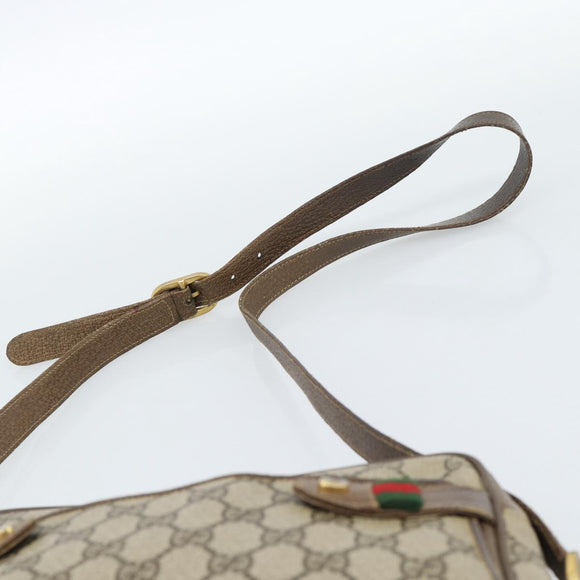 GUCCI GG Supreme Web Sherry Line Bag PVC Beige Gold 904 02 049 Auth 184454