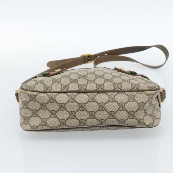 GUCCI GG Supreme Web Sherry Line Bag PVC Beige Gold 904 02 049 Auth 184454