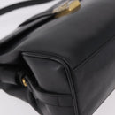 GUCCI Shoulder Bag Leather Navy Gold Auth 184456-10