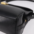 GUCCI Shoulder Bag Leather Navy Gold Auth 184456-11