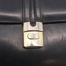 GUCCI Shoulder Bag Leather Navy Gold Auth 184456-14