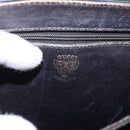 GUCCI Shoulder Bag Leather Navy Gold Auth 184456-16