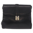GUCCI Shoulder Bag Leather Navy Gold Auth 184456-2