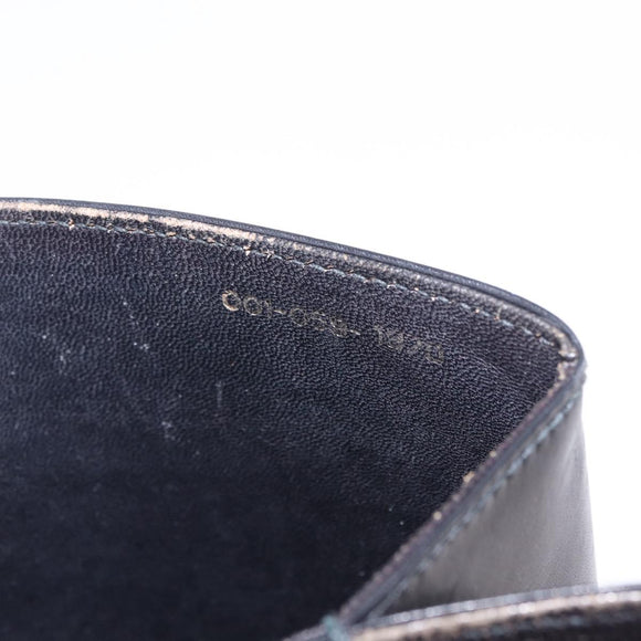 GUCCI Shoulder Bag Leather Navy Gold Auth 184456