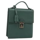 GUCCI Hand Bag Leather Green Gold Auth 184457-1