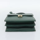 GUCCI Hand Bag Leather Green Gold Auth 184457-5