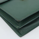 GUCCI Hand Bag Leather Green Gold Auth 184457-15