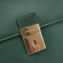 GUCCI Hand Bag Leather Green Gold Auth 184457-18