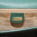 GUCCI Hand Bag Leather Green Gold Auth 184457-19
