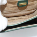 GUCCI Hand Bag Leather Green Gold Auth 184457-10