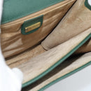 GUCCI Hand Bag Leather Green Gold Auth 184457-20