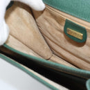 GUCCI Hand Bag Leather Green Gold Auth 184457-21