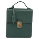 GUCCI Hand Bag Leather Green Gold Auth 184457-13