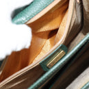 GUCCI Hand Bag Leather Green Gold Auth 184457-23