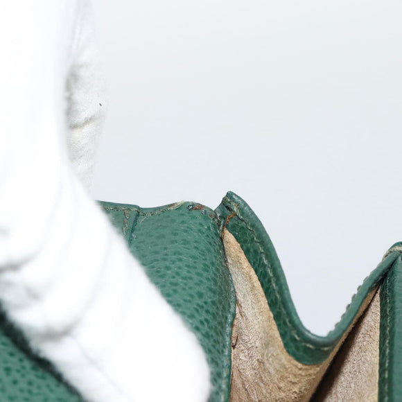 GUCCI Hand Bag Leather Green Gold Auth 184457