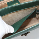 GUCCI Hand Bag Leather Green Gold Auth 184457-25