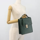 GUCCI Hand Bag Leather Green Gold Auth 184457-26