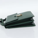 GUCCI Hand Bag Leather Green Gold Auth 184457-3