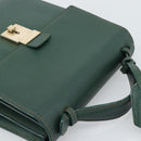 GUCCI Hand Bag Leather Green Gold Auth 184457-6