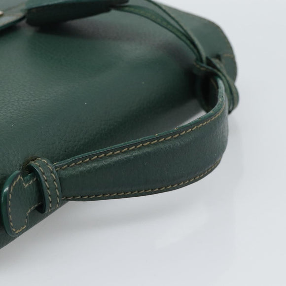 GUCCI Hand Bag Leather Green Gold Auth 184457