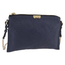 BURBERRY Shoulder Bag Leather Navy Gold Auth 184458A-1
