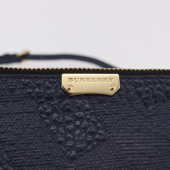 BURBERRY Shoulder Bag Leather Navy Gold Auth 184458A