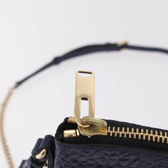 BURBERRY Shoulder Bag Leather Navy Gold Auth 184458A