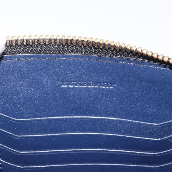 BURBERRY Shoulder Bag Leather Navy Gold Auth 184458A