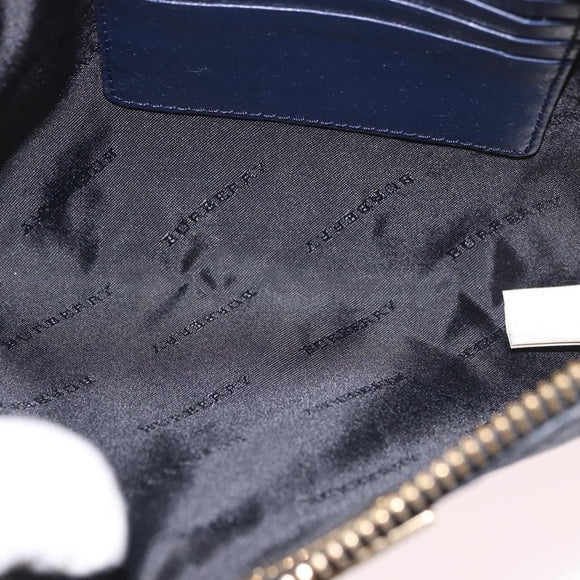 BURBERRY Shoulder Bag Leather Navy Gold Auth 184458A