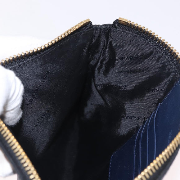 BURBERRY Shoulder Bag Leather Navy Gold Auth 184458A