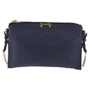 BURBERRY Shoulder Bag Leather Navy Gold Auth 184458A-13