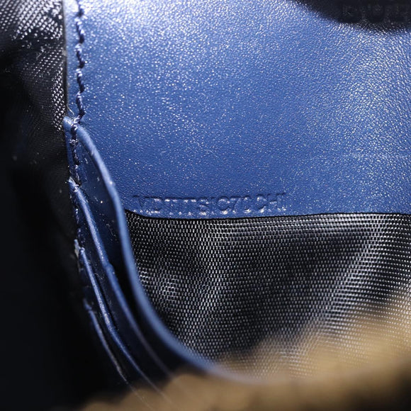 BURBERRY Shoulder Bag Leather Navy Gold Auth 184458A