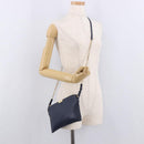 BURBERRY Shoulder Bag Leather Navy Gold Auth 184458A-22