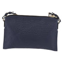 BURBERRY Shoulder Bag Leather Navy Gold Auth 184458A-2